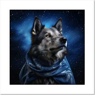 Wolfdog Against Galactic Sky Posters and Art